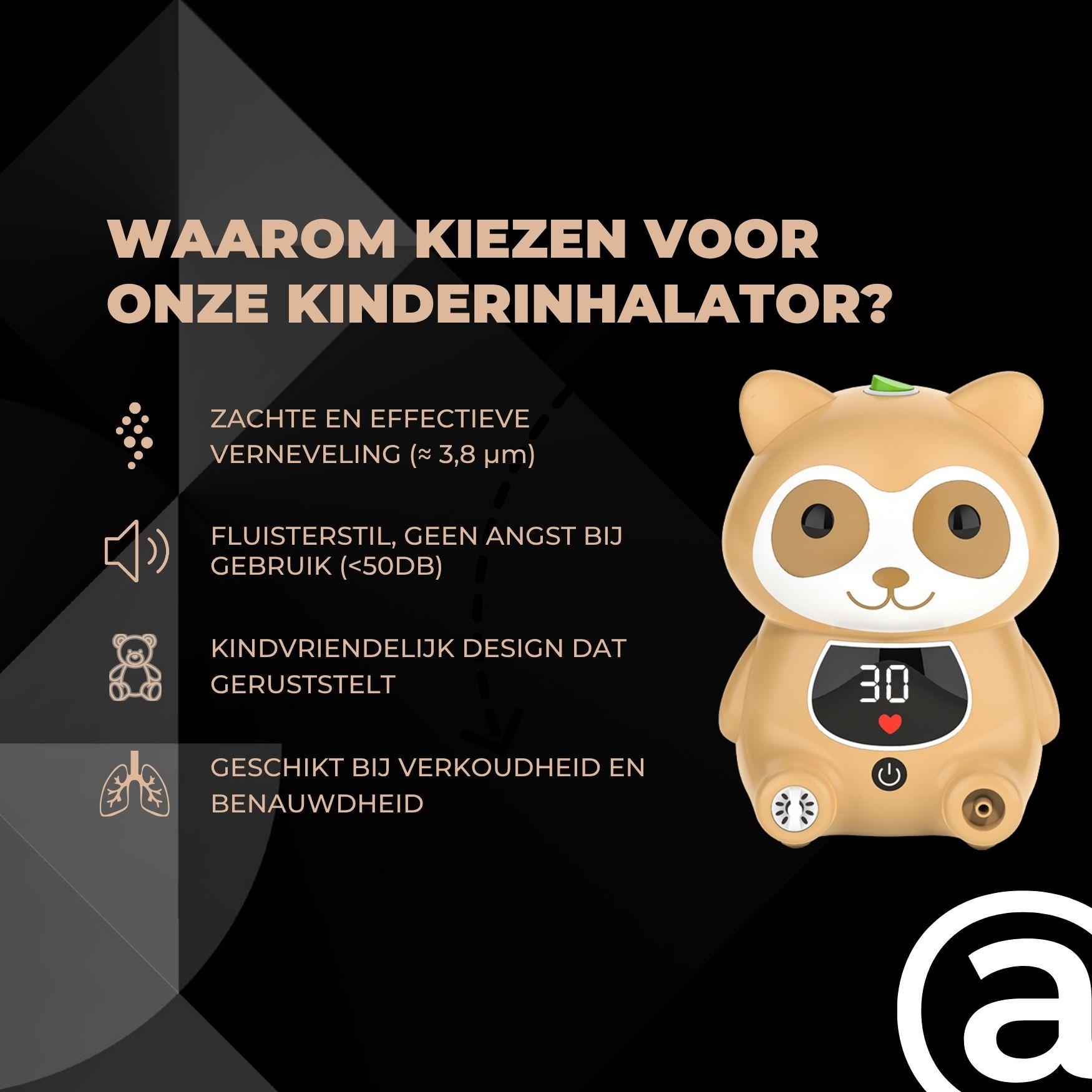 ADEL Inhalator (Vernevelaar / Aerosoltoestel) met Digitaal Display - Kinderen - Afbeelding 2