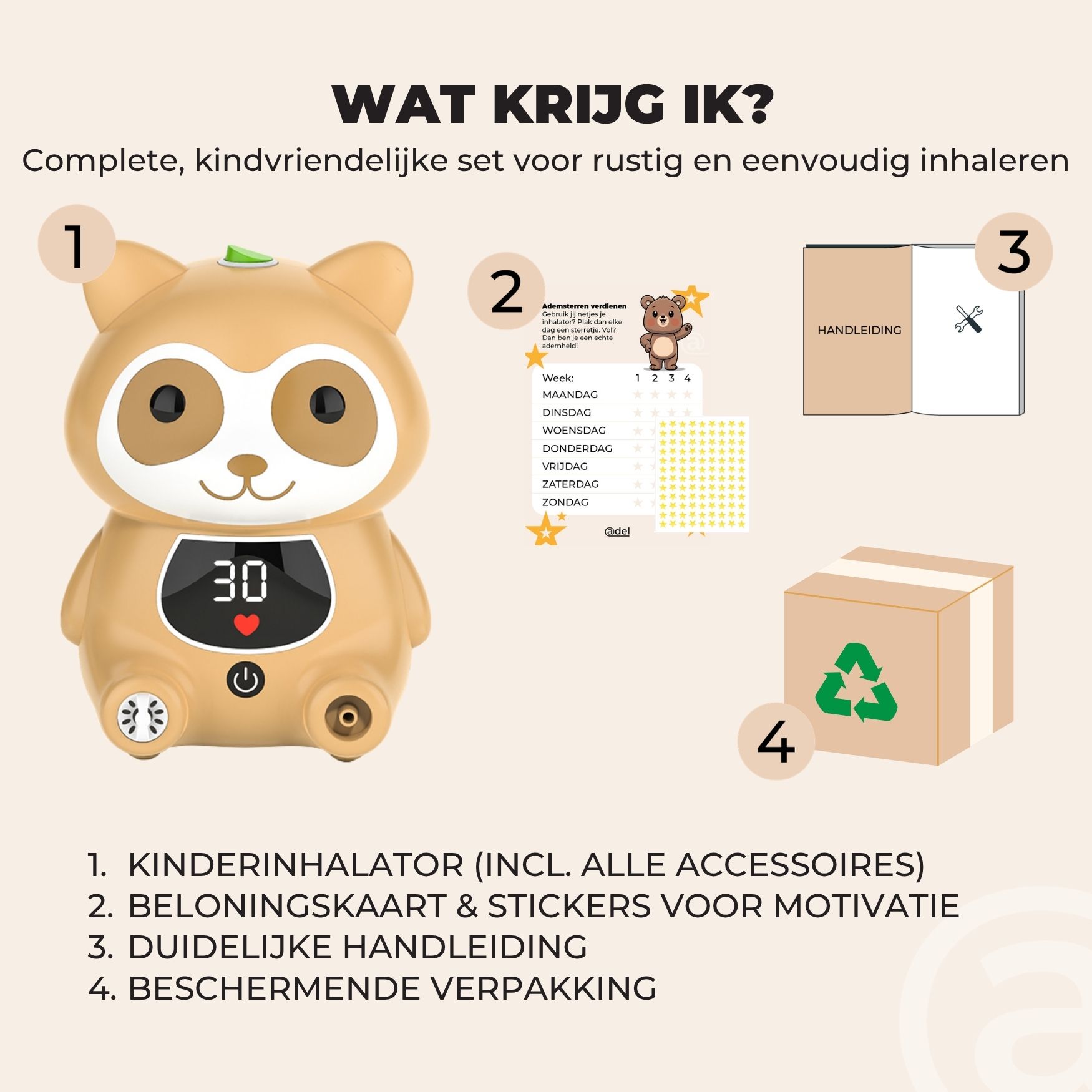 ADEL Inhalator (Vernevelaar / Aerosoltoestel) met Digitaal Display - Kinderen - Afbeelding 11