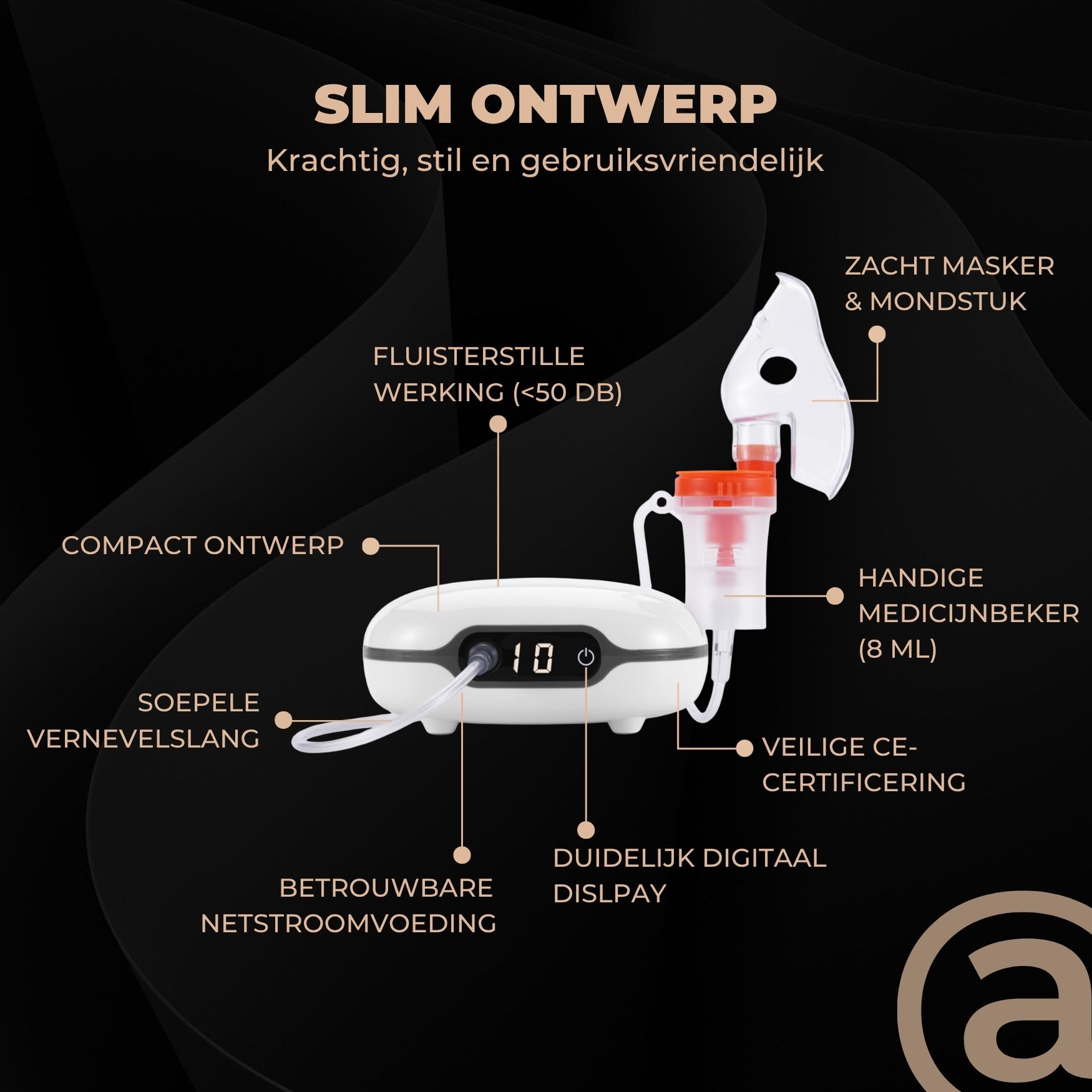 ADEL Inhalator (Vernevelaar / Aerosoltoestel) met Digitaal Display - Volwassenen - Afbeelding 5