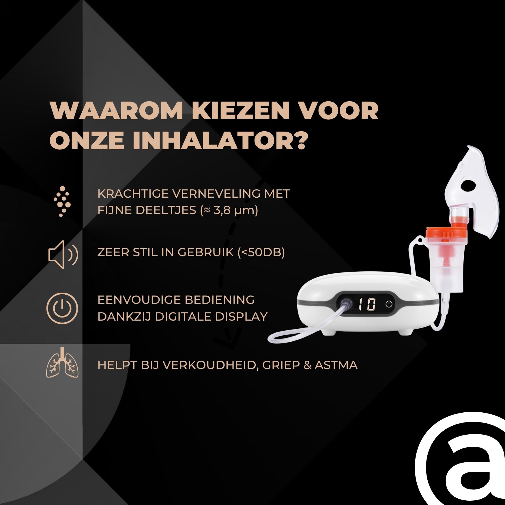 ADEL Inhalator (Vernevelaar / Aerosoltoestel) met Digitaal Display - Volwassenen - Afbeelding 2