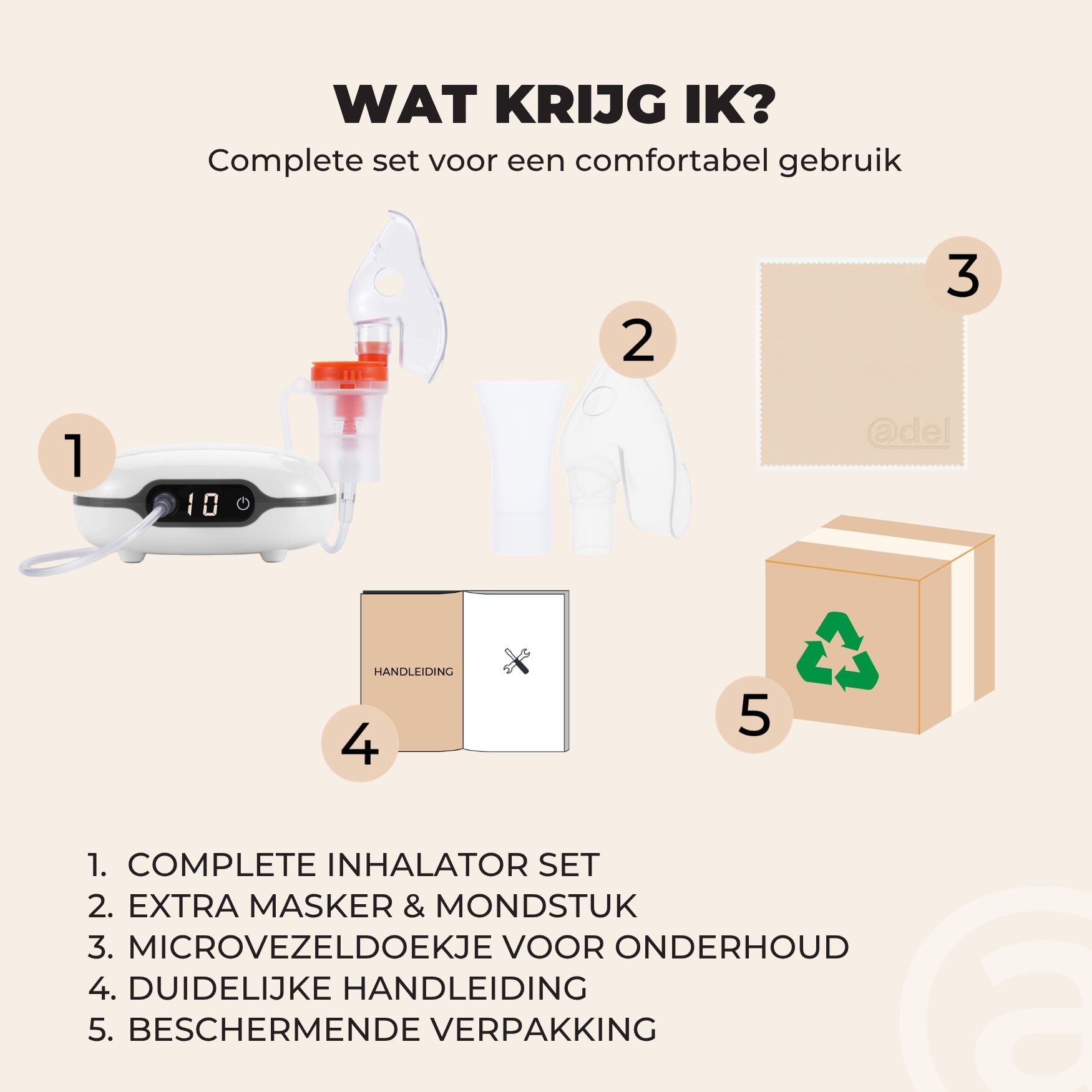 ADEL Inhalator (Vernevelaar / Aerosoltoestel) met Digitaal Display - Volwassenen - Afbeelding 11