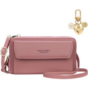 ADEL Crossbody Telefoontasje Dames Incl. Goud Hangertje - Donkerroze