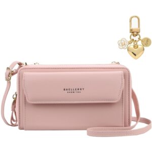 ADEL Crossbody Telefoontasje Dames Incl. Goud Hangertje - Lichtroze