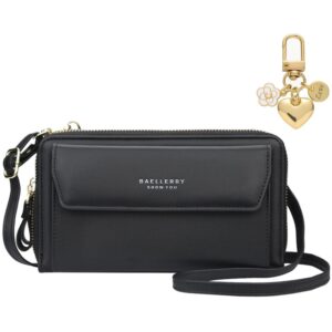 ADEL Crossbody Telefoontasje Dames Incl. Goud Hangertje - Zwart